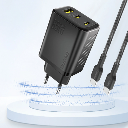 Punjač mreže Dudao A29, 65W, 1 x USB-A - 2 x USB-C, Crni