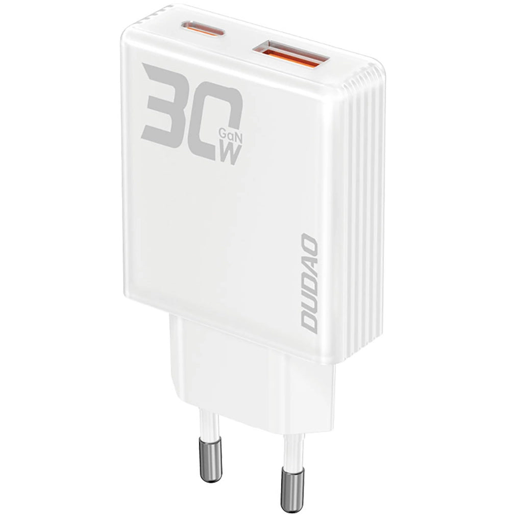 Punjač za mrežu Dudao A30EU, 30W, 3A, 1 x USB-A - 1 x USB-C, Beli