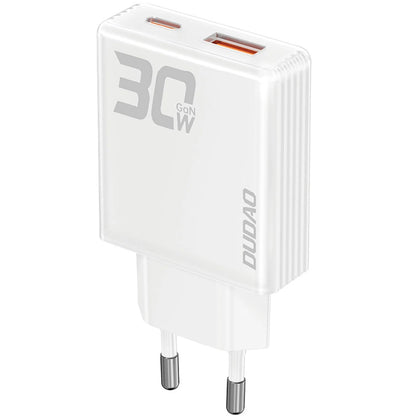 Punjač za mrežu Dudao A30EU, 30W, 3A, 1 x USB-A - 1 x USB-C, Beli