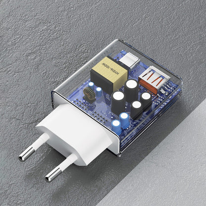Punjač za mrežu Dudao A30EU, 30W, 3A, 1 x USB-A - 1 x USB-C, Beli