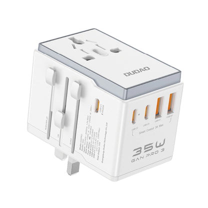 Punjač za mrežu Dudao Travel A35Pro, 35W, 3A, 2 x USB-A - 3 x USB-C, Beli