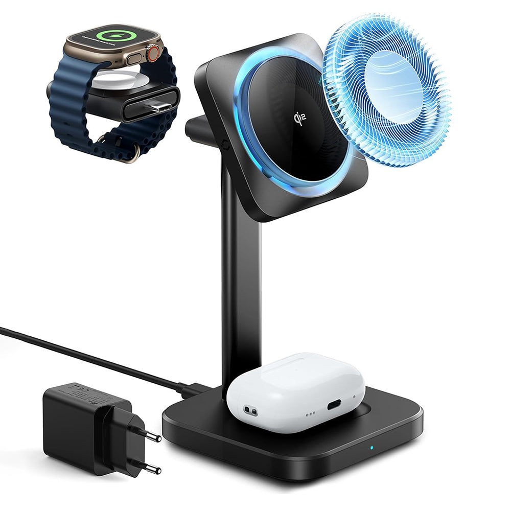 Bežični punjač ESR CryoBoost 3u1, 25W, 1.67A, Crni