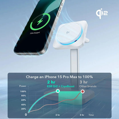 Bežični punjač ESR CryoBoost 3u1, 25W, 1.67A, Crni