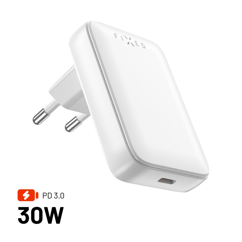 Punjač mreže Fixed, 30W, 3A, 1 x USB-C, Beli