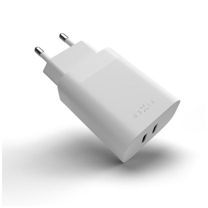 Punjač mreže Fixed, 35W, 3A, 2 x USB-C, Beli