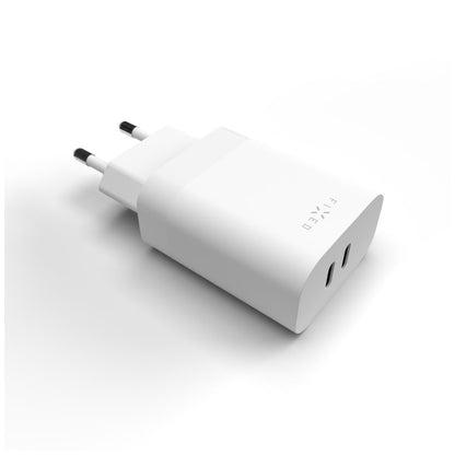 Punjač mreže Fixed, 35W, 3A, 2 x USB-C, Beli