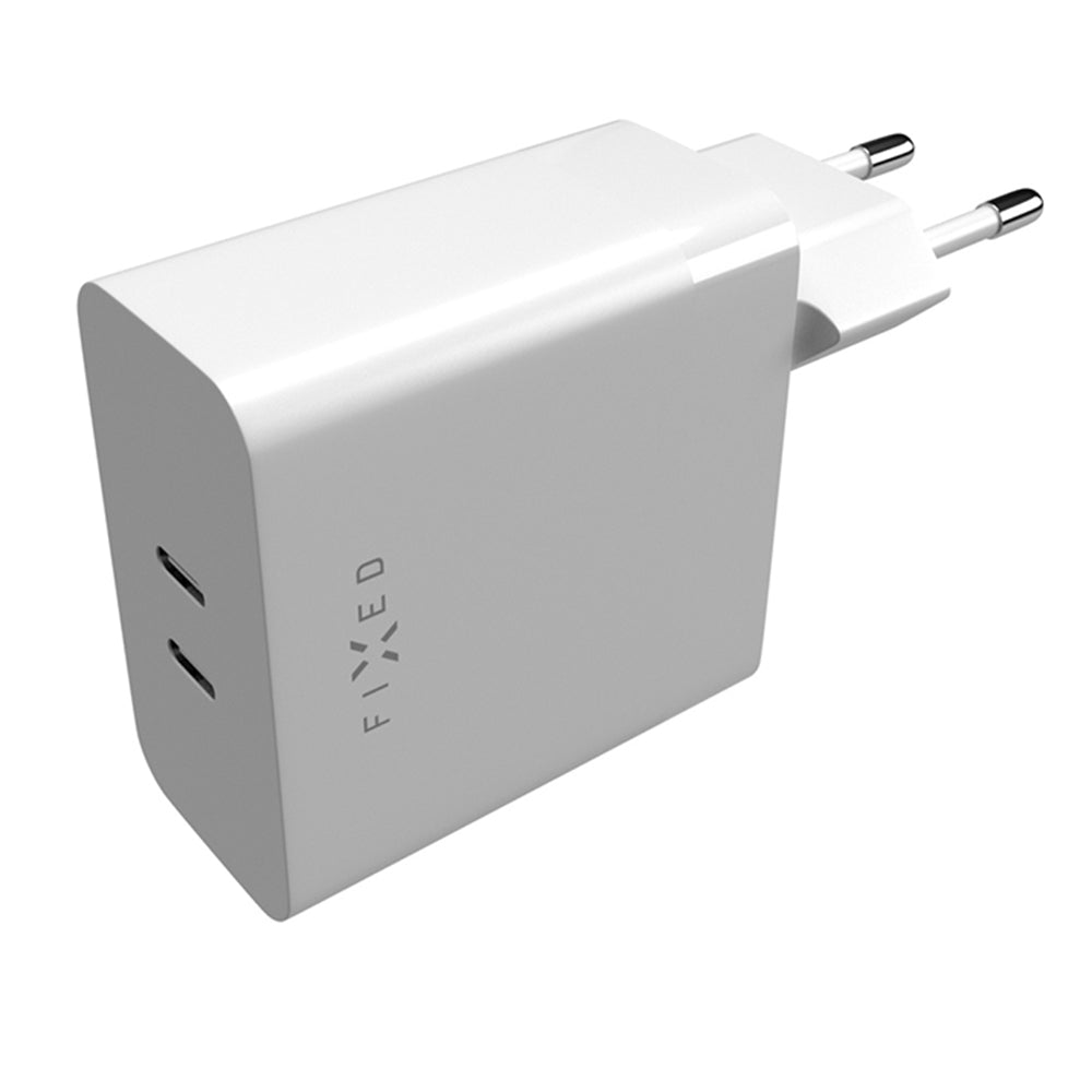 Punjač mreže Fixed, 65W, 3.25A, 2 x USB-C, Beli