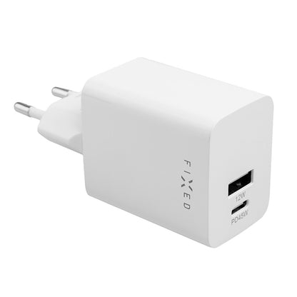 Punjač mreže Fixed Mini, 45W, 3A, 1 x USB-A - 1 x USB-C, Beli