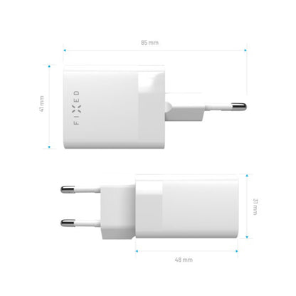Punjač mreže Fixed Mini, 45W, 3A, 1 x USB-A - 1 x USB-C, Beli