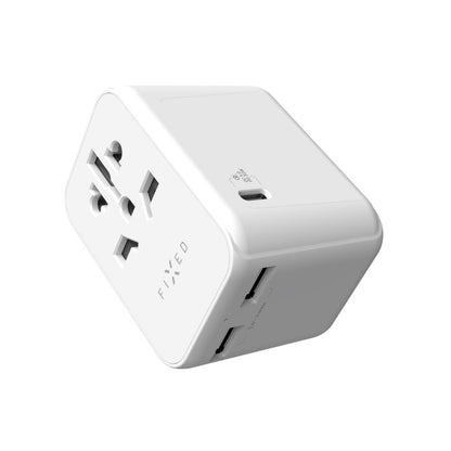 Punjač mreže Fixed Travel, 30W, 3A, 2 x USB-A - 1 x USB-C, Beli