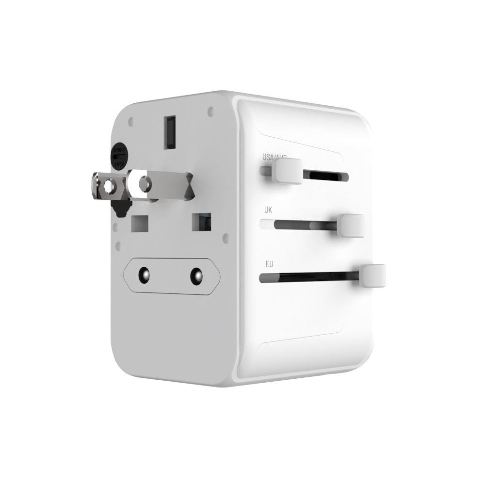 Punjač mreže Fixed Travel, 30W, 3A, 2 x USB-A - 1 x USB-C, Beli