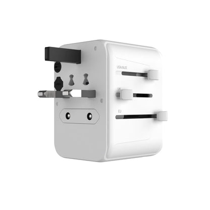 Punjač mreže Fixed Travel, 30W, 3A, 2 x USB-A - 1 x USB-C, Beli