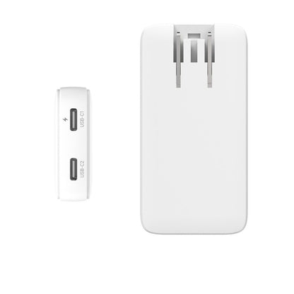 Punjač mreže Fixed Travel, 45W, 3A, 2 x USB-C, Beli