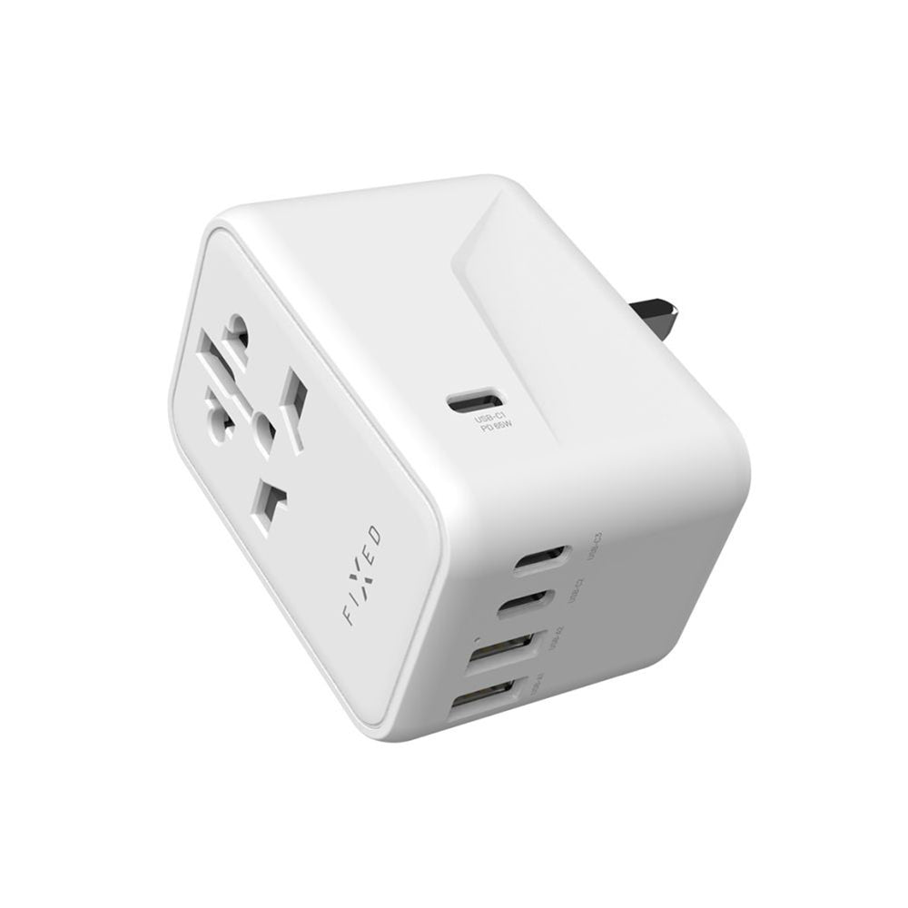Punjač mreže Fixed Travel, 65W, 3.25A, 2 x USB-A - 3 x USB-C, Beli