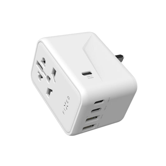 Punjač mreže Fixed Travel, 65W, 3.25A, 2 x USB-A - 3 x USB-C, Beli