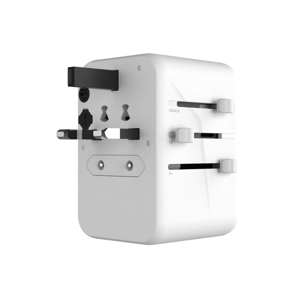 Punjač mreže Fixed Travel, 65W, 3.25A, 2 x USB-A - 3 x USB-C, Beli