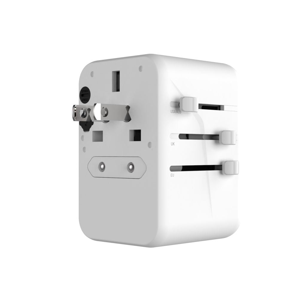 Punjač mreže Fixed Travel, 65W, 3.25A, 2 x USB-A - 3 x USB-C, Beli
