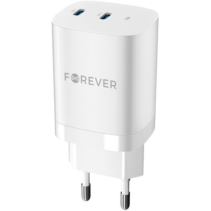 Punjač za mrežu Forever TC-05-35CC, 35W, 3A, 2 x USB-C, Beli