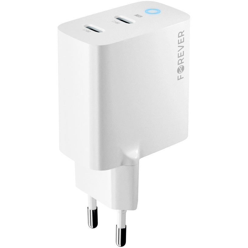 Punjač za mrežu Forever TC-06-65CC, 65W, 3.25A, 2 x USB-C, Bijeli