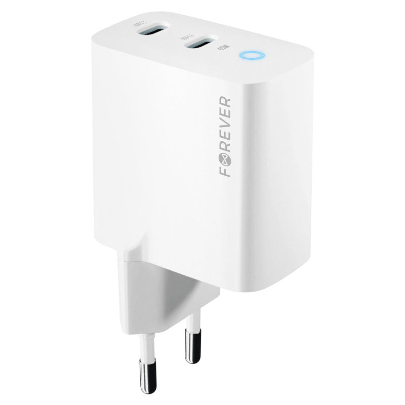 Punjač za mrežu Forever TC-06-65CC, 65W, 3.25A, 2 x USB-C, Bijeli