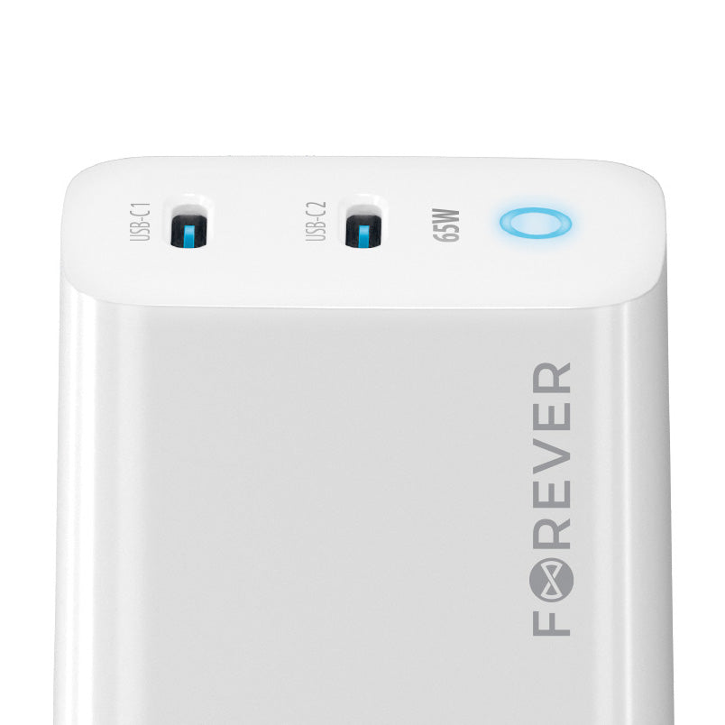 Punjač za mrežu Forever TC-06-65CC, 65W, 3.25A, 2 x USB-C, Bijeli