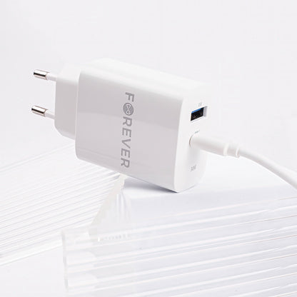 Mrežni punjač Forever TC-07-30AC, 30W, 3A, 1 x USB-A - 1 x USB-C, Bijeli