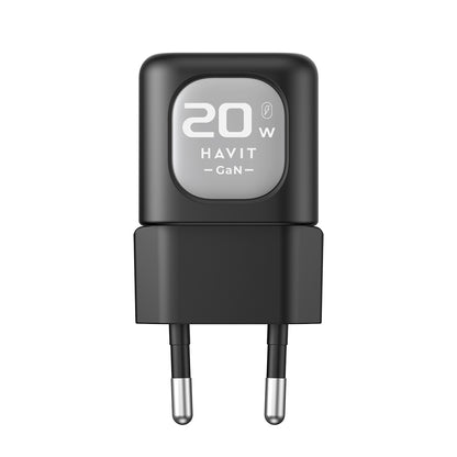 Punjač za mrežu HAVIT UC220, 20W, 3A, 1 x USB-A - 1 x USB-C, Crno Sivi