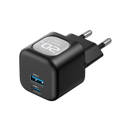 Punjač za mrežu HAVIT UC220, 20W, 3A, 1 x USB-A - 1 x USB-C, Crno Sivi