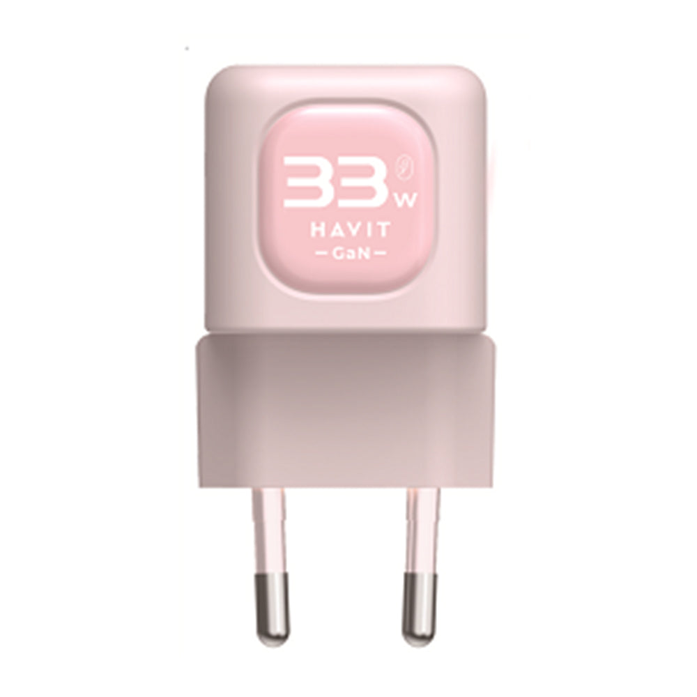 Punjač mreže HAVIT UC230, 33W, 3A, 1 x USB-A - 1 x USB-C, Roze
