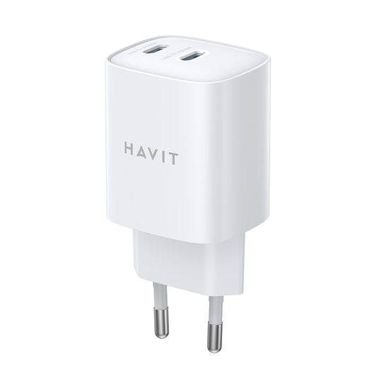 Punjač Mreža HAVIT UC45W, 45W, 3A, 2 x USB-C, Beli
