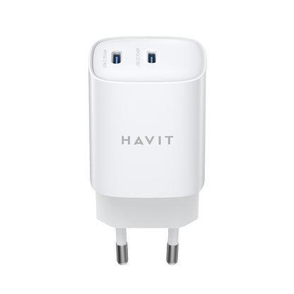 Punjač Mreža HAVIT UC45W, 45W, 3A, 2 x USB-C, Beli