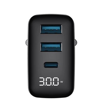Punjač za mrežu HAVIT UCLE001, 30W, 3A, 2 x USB-A - 1 x USB-C, Crni