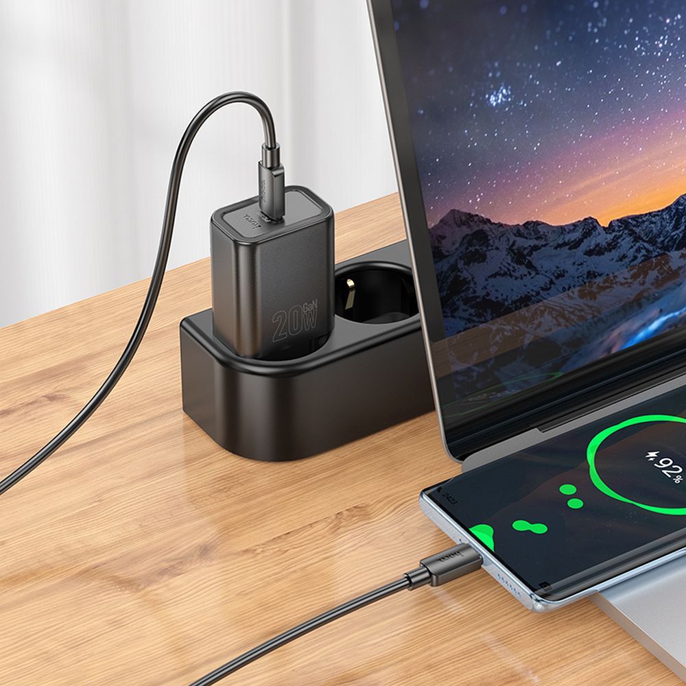 Punjač Mreža HOCO N60, 20W, 3A, 1 x USB-C, Crni