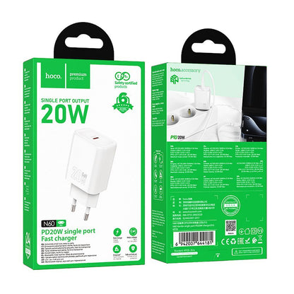 Punjač Mreže HOCO N60, 20W, 3A, 1 x USB-C, Beli