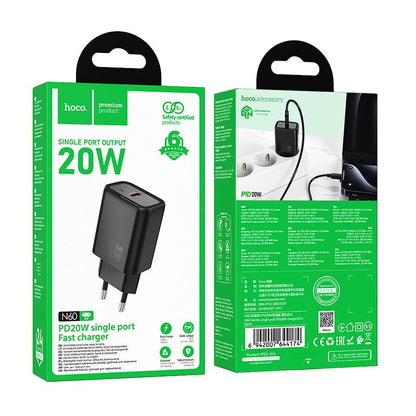 Punjač Mreža HOCO N60, 20W, 3A, 1 x USB-C, Crni