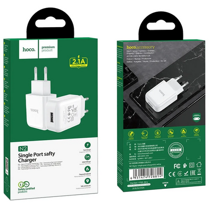 Punjač za mrežu HOCO N2, 10W, 2A, 1 x USB-A, Bela