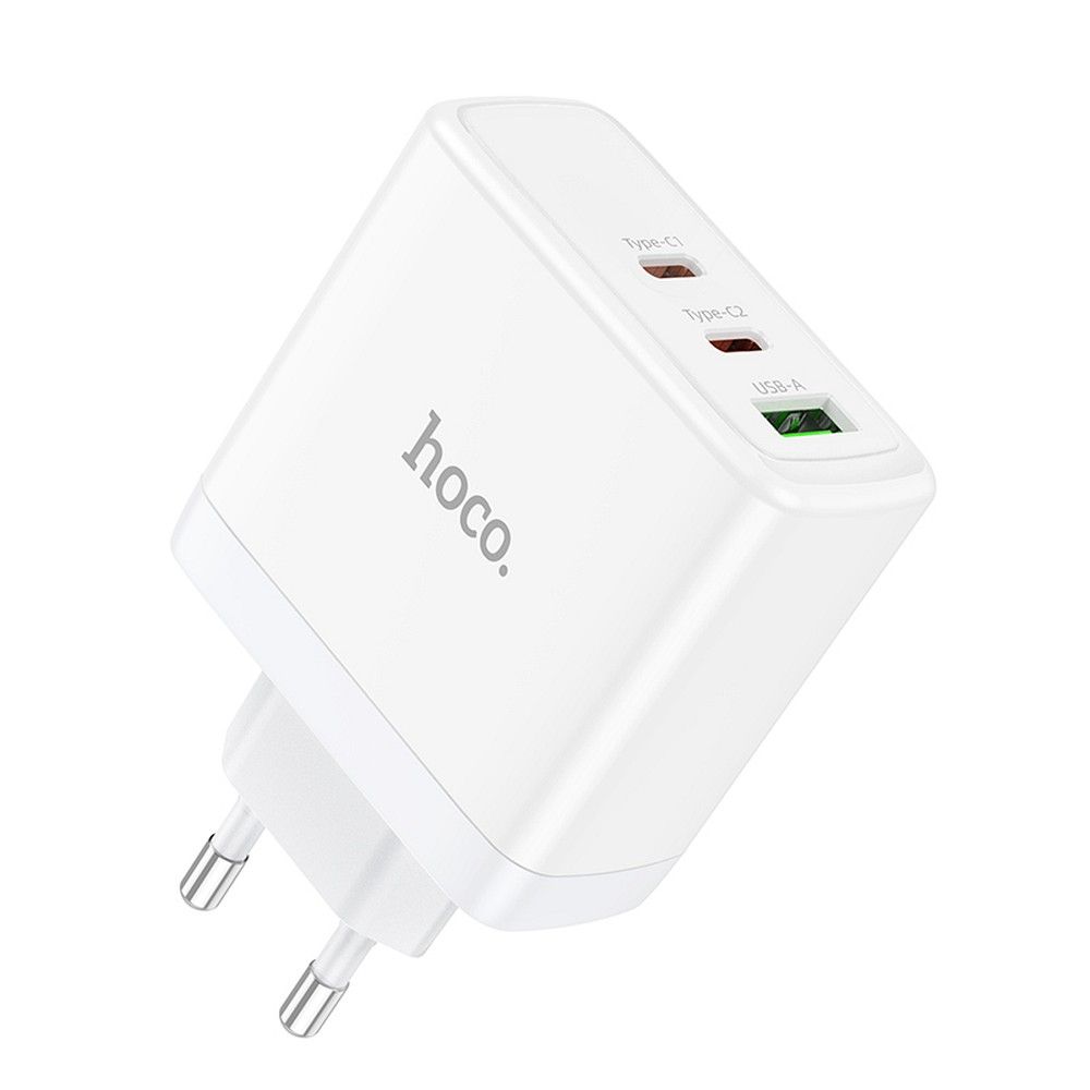 Punjač za mrežu HOCO N30, 65W, 3.25A, 1 x USB-A - 2 x USB-C, Beli