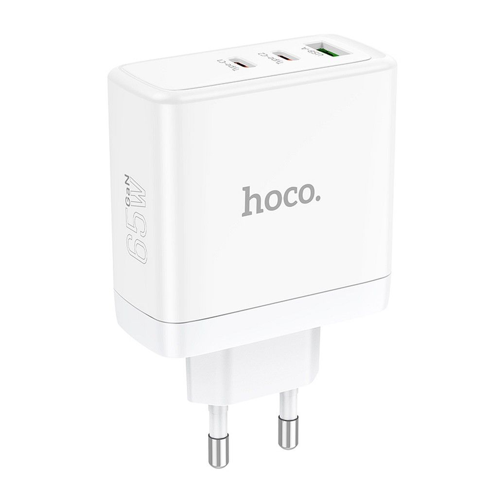 Punjač za mrežu HOCO N30, 65W, 3.25A, 1 x USB-A - 2 x USB-C, Beli