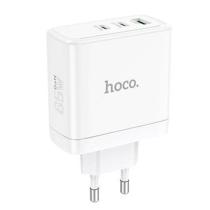 Punjač za mrežu HOCO N30, 65W, 3.25A, 1 x USB-A - 2 x USB-C, Beli