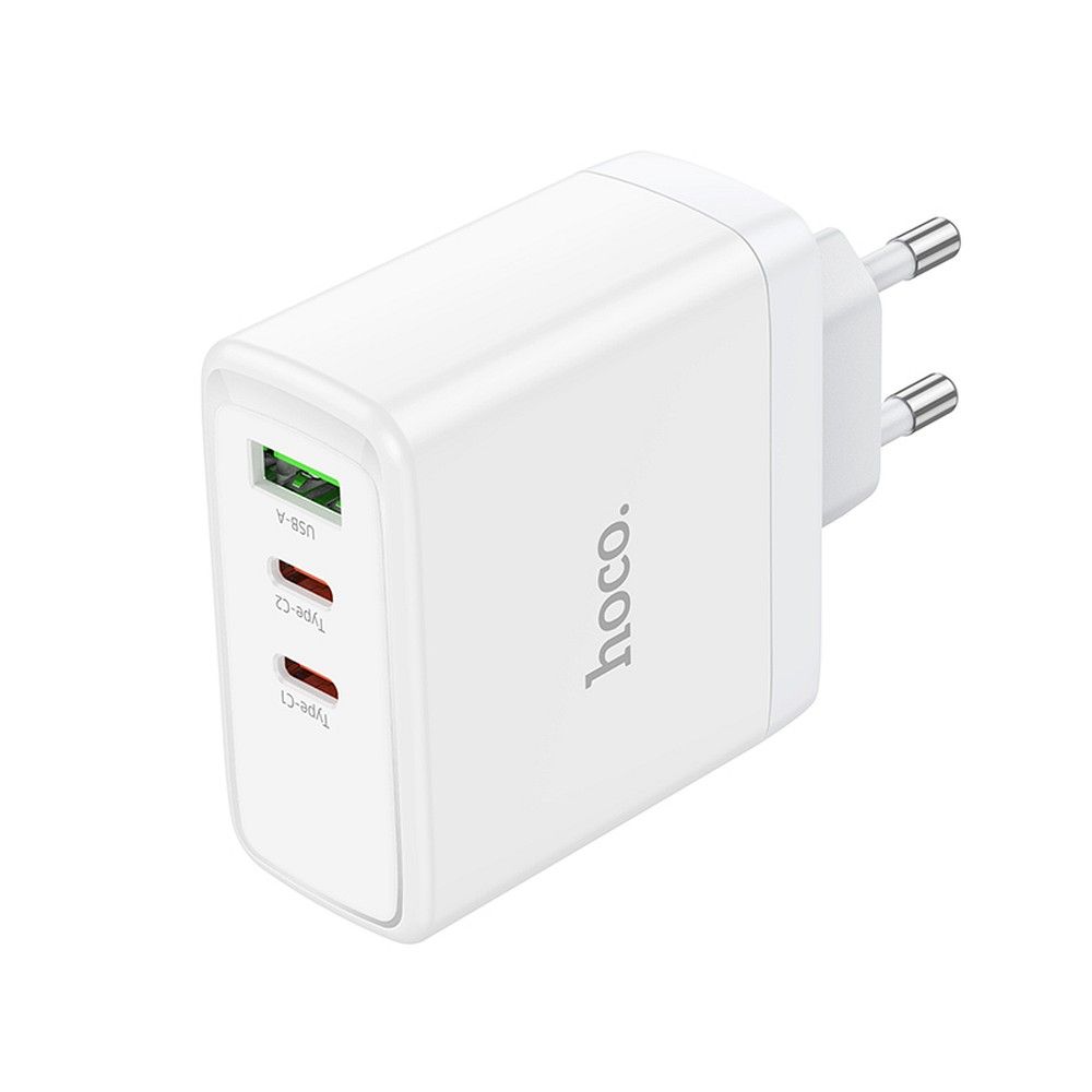 Punjač za mrežu HOCO N30, 65W, 3.25A, 1 x USB-A - 2 x USB-C, Beli