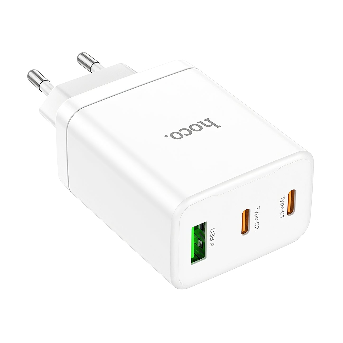 Network Charger HOCO N33, 35W, 3A, 1 x USB-A - 2 x USB-C, White 