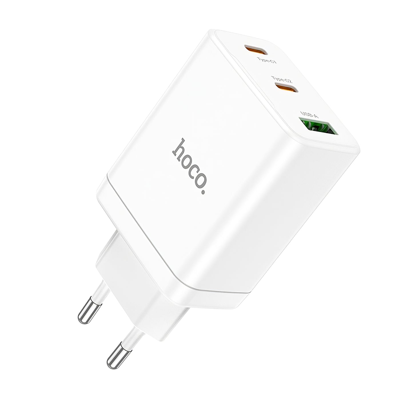 Network Charger HOCO N33, 35W, 3A, 1 x USB-A - 2 x USB-C, White 