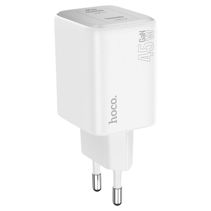 Network Charger HOCO N42, 45W, 3A, 2 x USB-C, White 