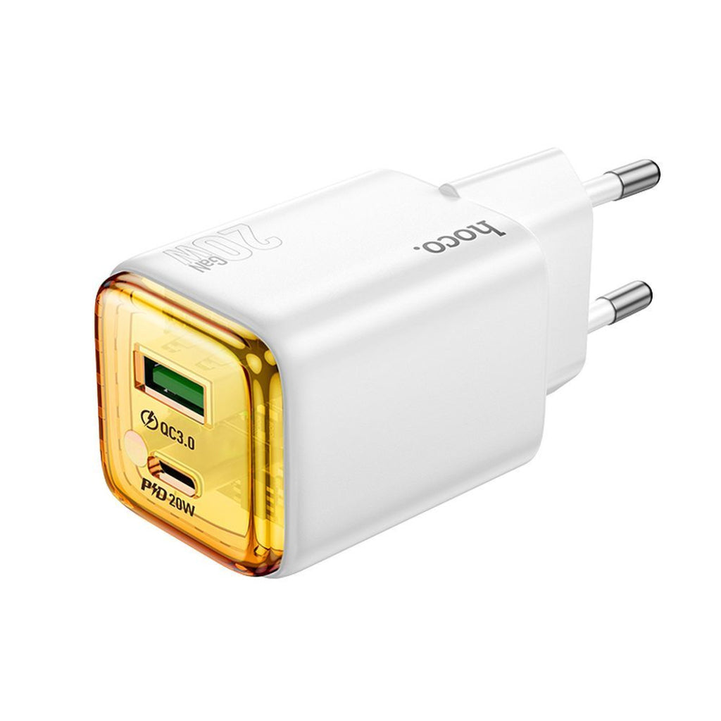 Punjač za mrežu HOCO N52, 20W, 3A, 1 x USB-A - 1 x USB-C, Beli