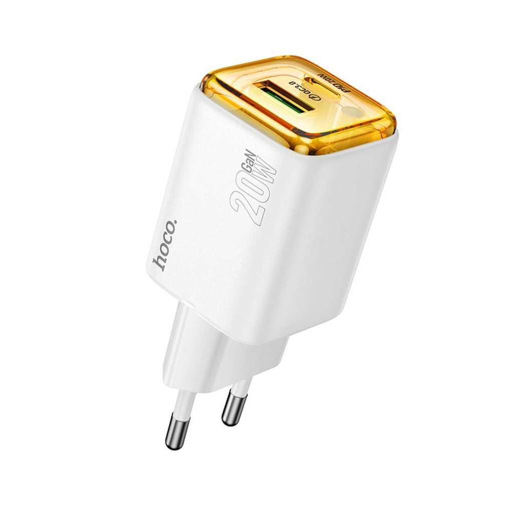 Punjač za mrežu HOCO N52, 20W, 3A, 1 x USB-A - 1 x USB-C, Beli