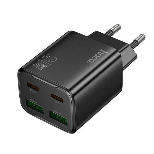 Punjač za mrežu HOCO N55, 20W, 3A, 2 x USB-A - 2 x USB-C, Crni