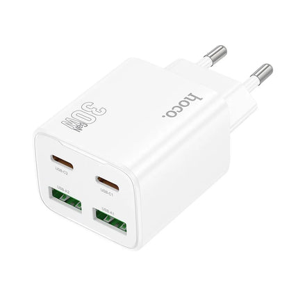 Punjač za mrežu HOCO N56, 30W, 3A, 2 x USB-A - 2 x USB-C, Beli