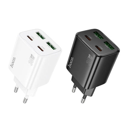 Punjač za mrežu HOCO N56, 30W, 3A, 2 x USB-A - 2 x USB-C, Beli