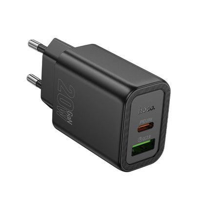 Punjač za mrežu HOCO N61, 20W, 3A, 1 x USB-A - 1 x USB-C, Crni
