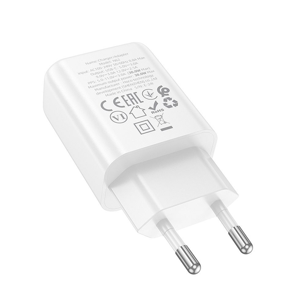 Punjač za mrežu HOCO N62, 30W, 3A, 1 x USB-C, Beli